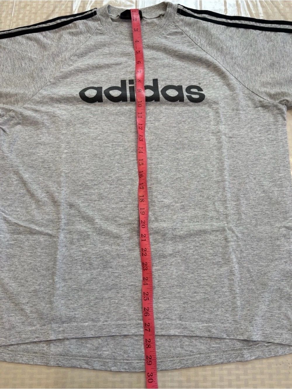 Vintage Adidas T-Shirt Size XL Gray Three Stripes Relaxed 90s Y2K Fit - Picture 7 of 7